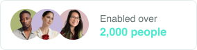 Profile picture of three people with text indicating over 2,000 people are enabled.